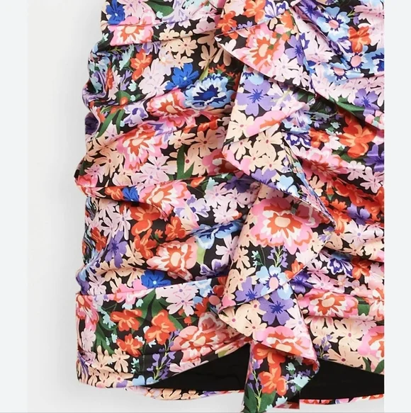 for Love & Lemons Bouquet Floral Deep V-neck Ruffle Puff Sleeve Mini Dress Sz M - Picture 3 of 16